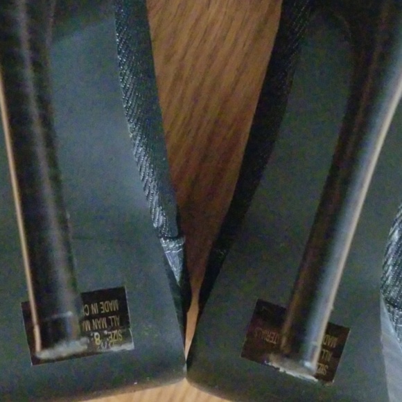 Qupid Black Distressed Denim Heels Platform 8-8.5M - Picture 5 of 8